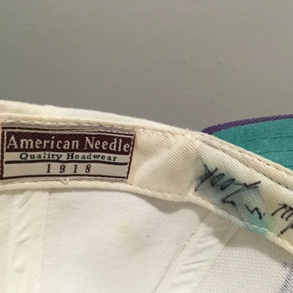 Vintage American Needle Pocono Raceway Signed NASCAR Racing Snapback Hat Purple - Picture 7 of 7